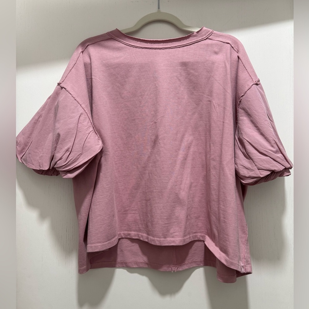 We the Free Women's Pink Puff Sleeve Top